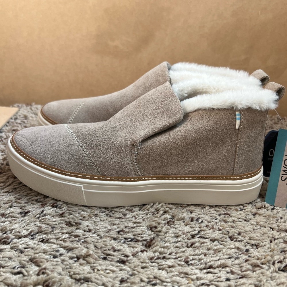 Toms Taupe Suede Fur-Lined Ankle Boots